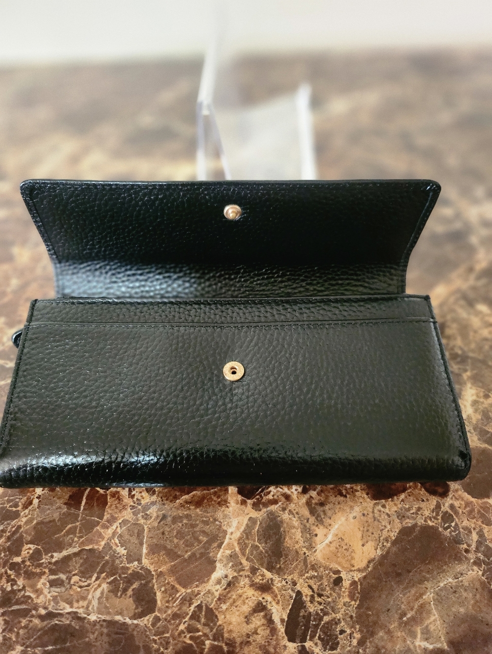 Mario Valentino Black Pebbled Leather Long Wallet EUC - Picture 7 of 15